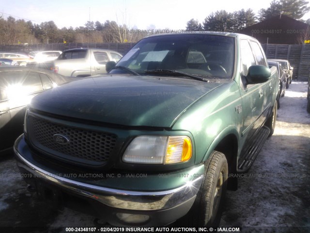 1FTRW08W61KD89764 - 2001 FORD F150 SUPERCREW GREEN photo 2