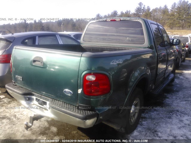 1FTRW08W61KD89764 - 2001 FORD F150 SUPERCREW GREEN photo 4