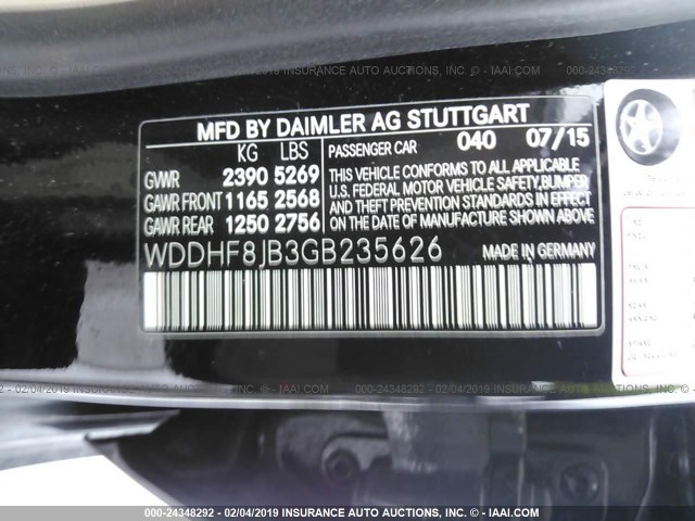 WDDHF8JB3GB235626 - 2016 MERCEDES-BENZ E 350 4MATIC BLACK photo 9