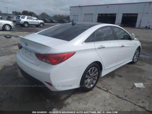 5NPEC4AC7EH921963 - 2014 HYUNDAI SONATA SE/LIMITED WHITE photo 4