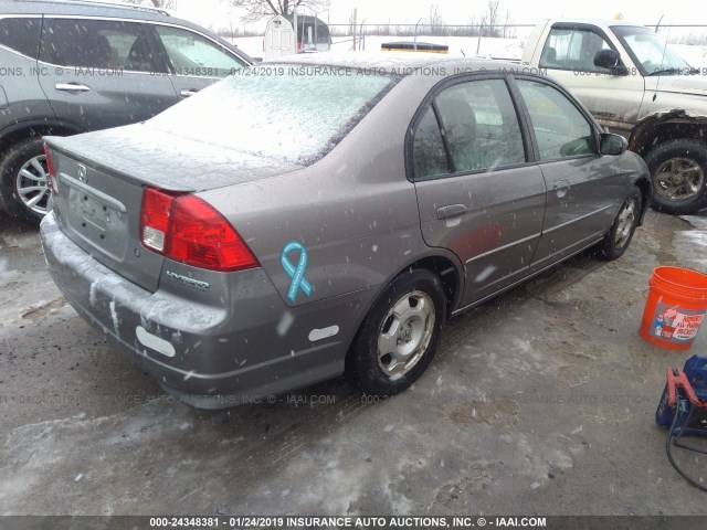 JHMES96665S020795 - 2005 HONDA CIVIC HYBRID GRAY photo 4