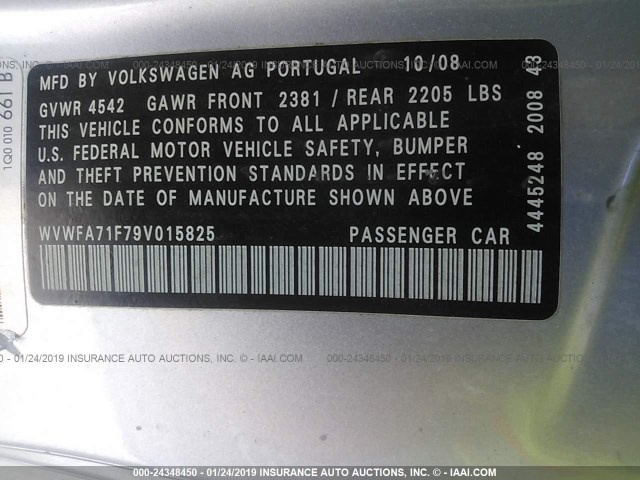 WVWFA71F79V015825 - 2009 VOLKSWAGEN EOS LUX 银色 照片 9