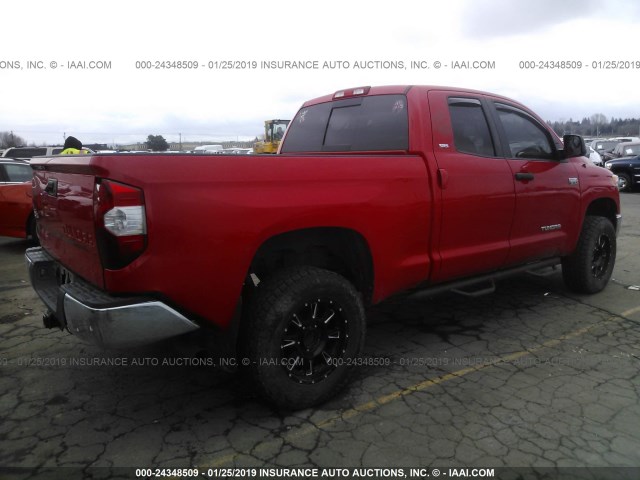 5TFUY5F12EX335928 - 2014 TOYOTA TUNDRA DOUBLE CAB SR/SR5 RED photo 4