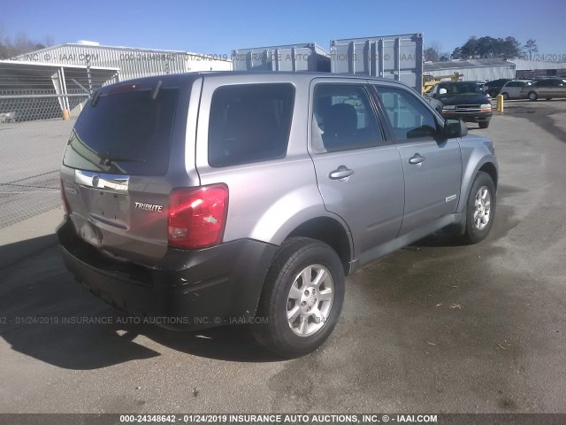 4F2CZ96198KM03868 - 2008 MAZDA TRIBUTE S GRAY photo 4