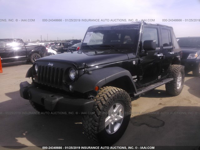 1C4BJWDG0FL505852 - 2015 JEEP WRANGLER UNLIMITE SPORT BLACK photo 2