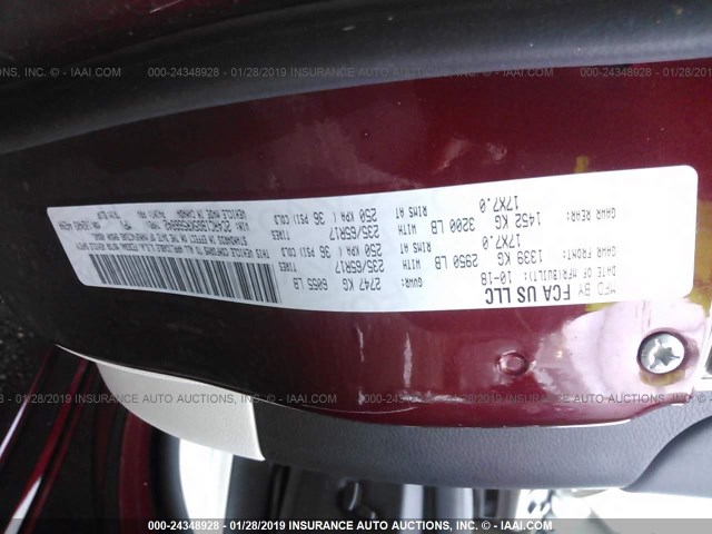 2C4RC1BG5KR566842 - 2019 CHRYSLER PACIFICA TOURING L Շագանակագույն լուսանկար 9