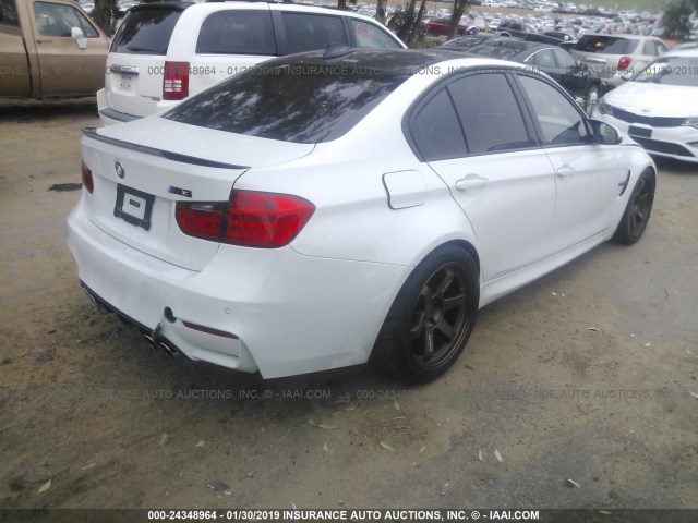 WBS3C9C55FP805775 - 2015 BMW M3 WHITE photo 4