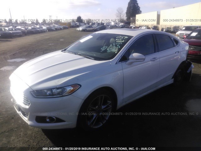 3FA6P0D95DR267483 - 2013 FORD FUSION TITANIUM WHITE photo 2