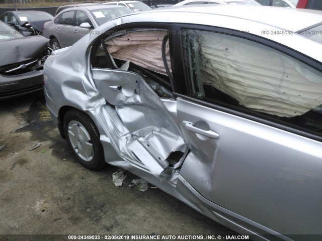 JHMFA36226S025723 - 2006 HONDA CIVIC HYBRID SILVER photo 6