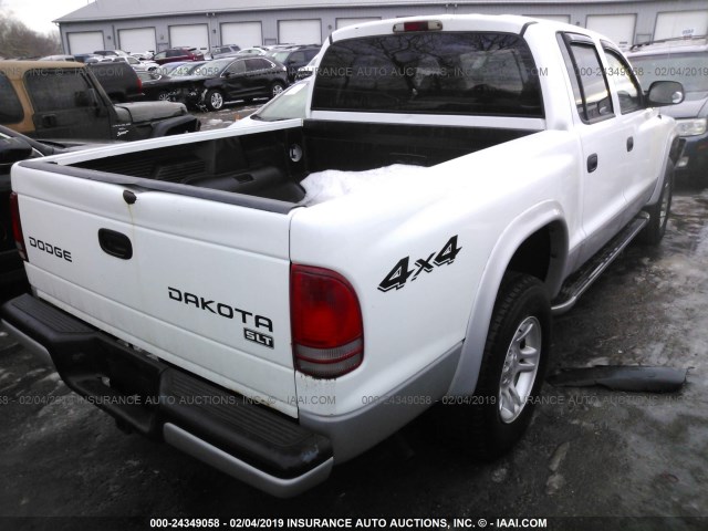 1D7HG48Z33S127512 - 2003 DODGE DAKOTA QUAD SLT WHITE photo 4