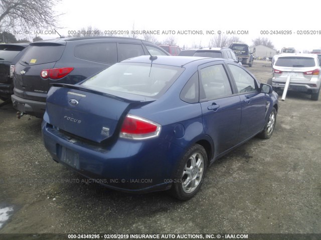 1FAHP35N08W236652 - 2008 FORD FOCUS SE/SEL/SES BLUE photo 4