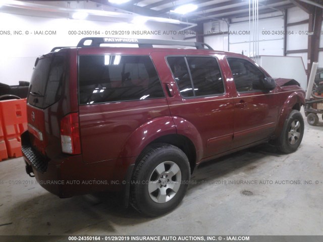 5N1AR18U36C667722 - 2006 NISSAN PATHFINDER LE/SE/XE MAROON photo 4