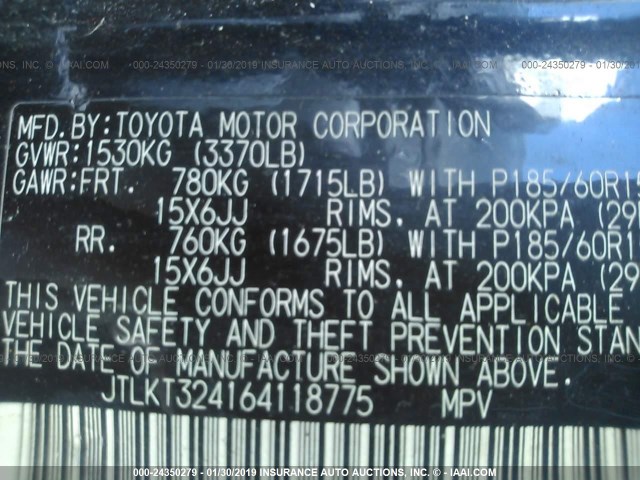 JTLKT324164118775 - 2006 TOYOTA SCION XB BLACK photo 9