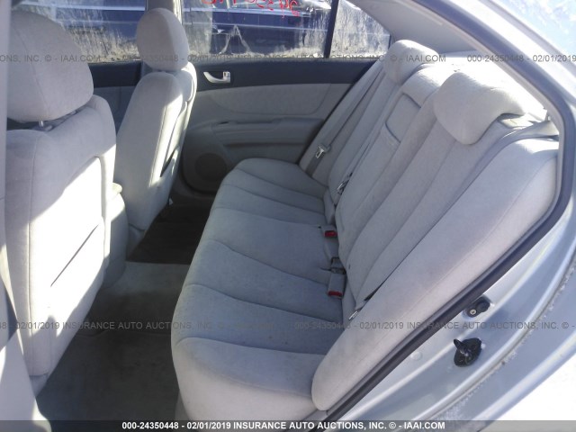 5NPEU46F16H127820 - 2006 HYUNDAI SONATA GLS/LX SILVER photo 8