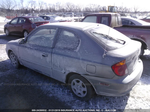 KMHCG35C24U302395 - 2004 HYUNDAI ACCENT GL GRAY photo 3