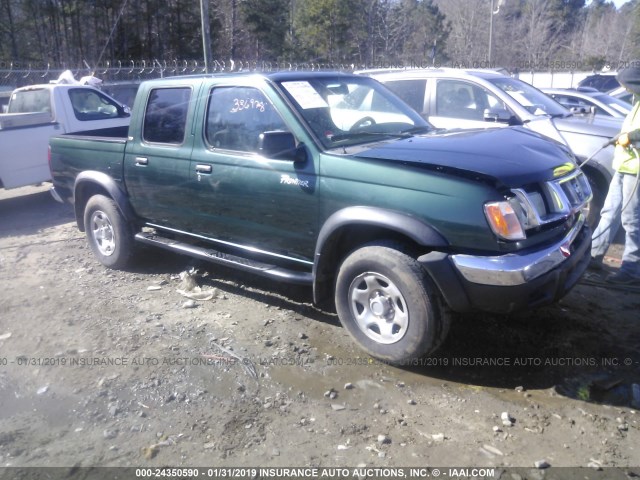 1N6ED27T5YC387917 - 2000 NISSAN FRONTIER CREW CAB XE/CREW CAB SE GREEN photo 1