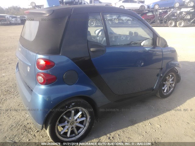 WMEEK31X29K230171 - 2009 SMART FORTWO PASSION BLUE photo 4