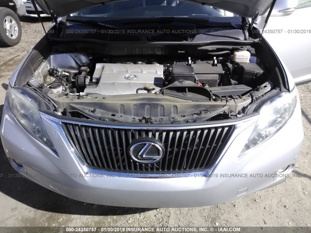 2T2ZK1BA6AC029969 - 2010 LEXUS RX 350 SILVER photo 10