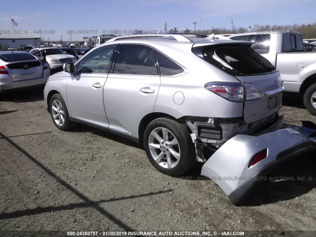 2T2ZK1BA6AC029969 - 2010 LEXUS RX 350 SILVER photo 3