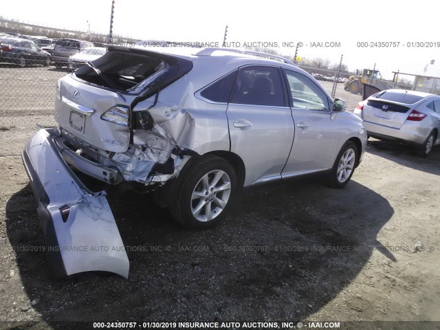 2T2ZK1BA6AC029969 - 2010 LEXUS RX 350 SILVER photo 4