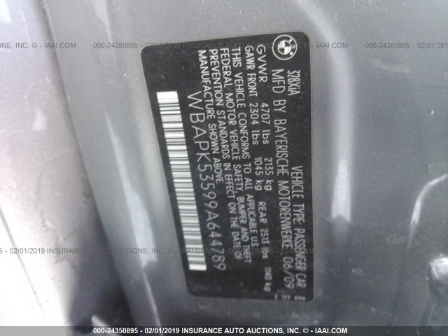 WBAPK53599A644789 - 2009 BMW 328 XI SULEV GRAY photo 9