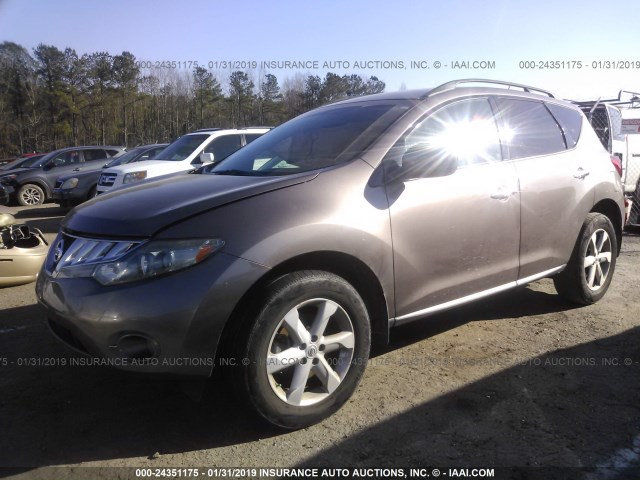 JN8AZ18U09W024711 - 2009 NISSAN MURANO S/SL BROWN photo 2