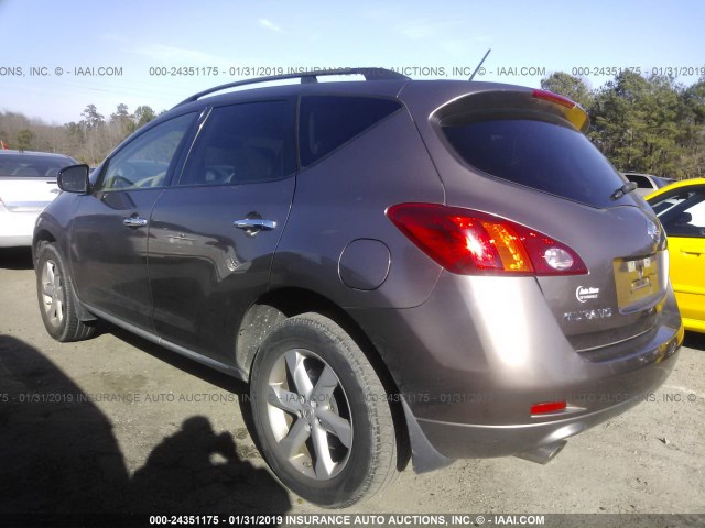 JN8AZ18U09W024711 - 2009 NISSAN MURANO S/SL BROWN photo 3