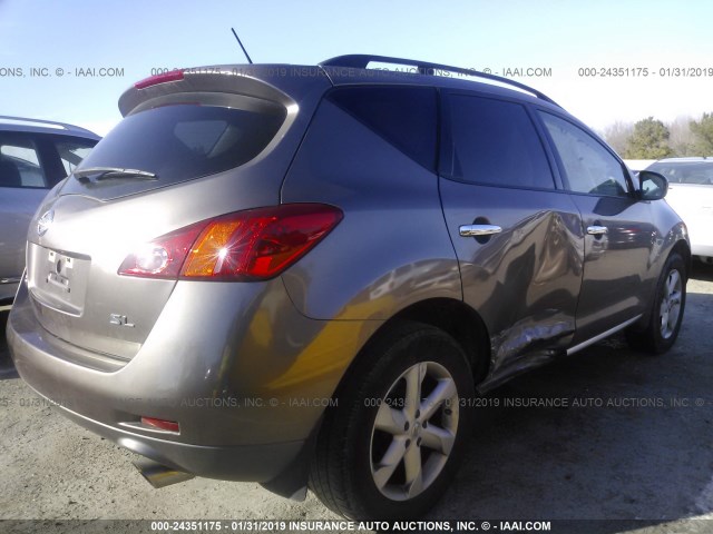 JN8AZ18U09W024711 - 2009 NISSAN MURANO S/SL BROWN photo 4