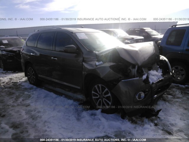 5N1AR2MM1DC682227 - 2013 NISSAN PATHFINDER S/SV/SL/PLATINUM GRAY photo 1