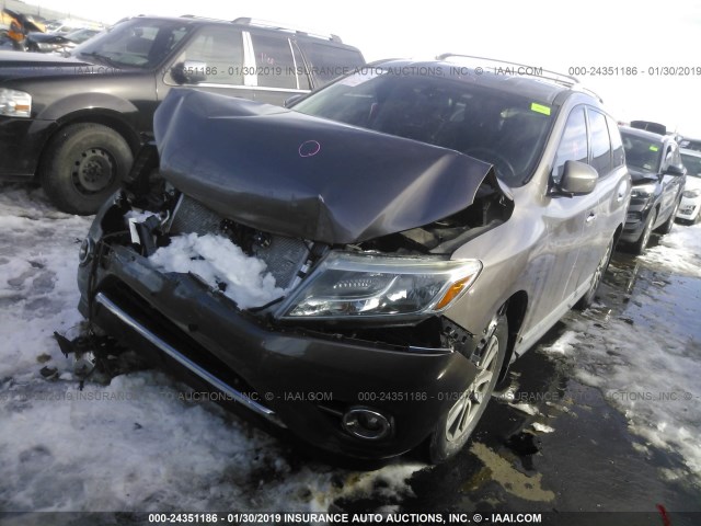 5N1AR2MM1DC682227 - 2013 NISSAN PATHFINDER S/SV/SL/PLATINUM GRAY photo 2