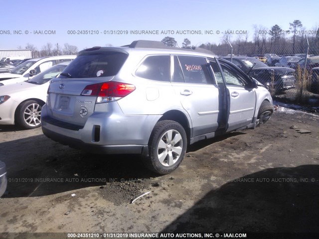 4S4BRBCCXC3242051 - 2012 SUBARU OUTBACK 2.5I PREMIUM SILVER photo 4