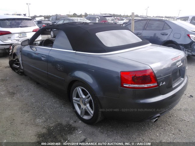 WAUAF48H08K005507 - 2008 AUDI A4 2.0T CABRIOLET GRAY photo 3