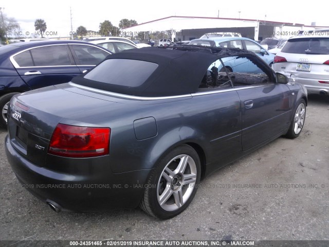 WAUAF48H08K005507 - 2008 AUDI A4 2.0T CABRIOLET GRAY photo 4