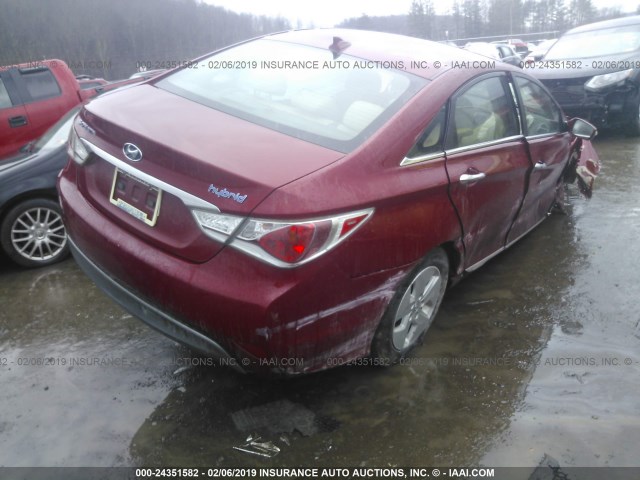 KMHEC4A47CA045033 - 2012 HYUNDAI SONATA HYBRID MAROON photo 4