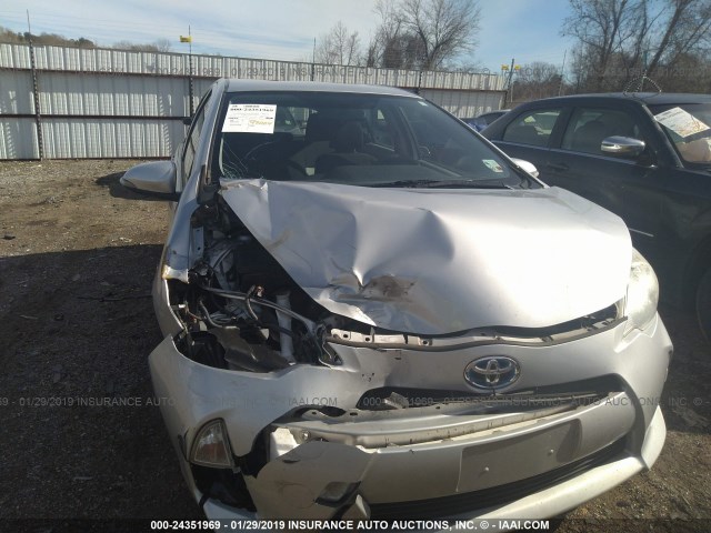 JTDKDTB34D1056318 - 2013 TOYOTA PRIUS C SILVER photo 6