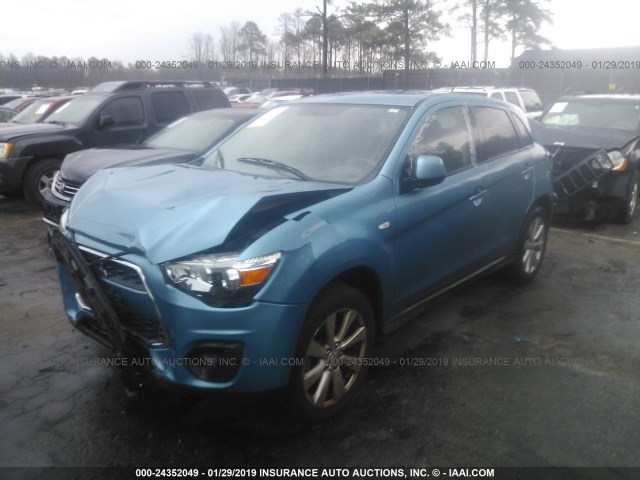 4A4AR3AU8DE004781 - 2013 MITSUBISHI OUTLANDER SPORT ES BLUE photo 2