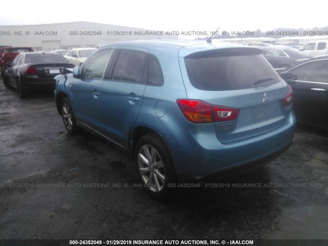 4A4AR3AU8DE004781 - 2013 MITSUBISHI OUTLANDER SPORT ES BLUE photo 3