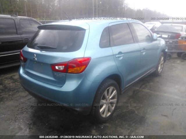 4A4AR3AU8DE004781 - 2013 MITSUBISHI OUTLANDER SPORT ES BLUE photo 4