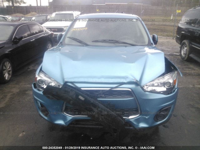 4A4AR3AU8DE004781 - 2013 MITSUBISHI OUTLANDER SPORT ES BLUE photo 6