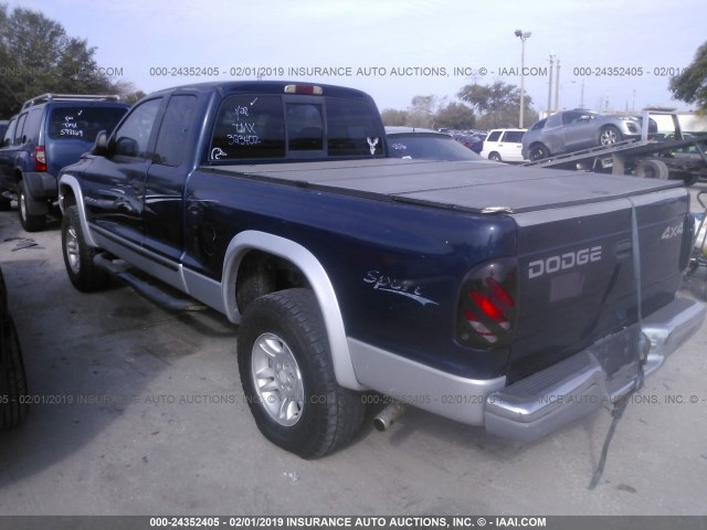 1B7GG22N51S323402 - 2001 DODGE DAKOTA BLUE photo 3