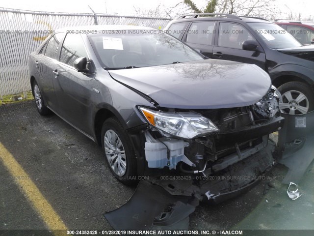 4T1BD1FK3EU108331 - 2014 TOYOTA CAMRY HYBRID/LE/XLE GRAY photo 1