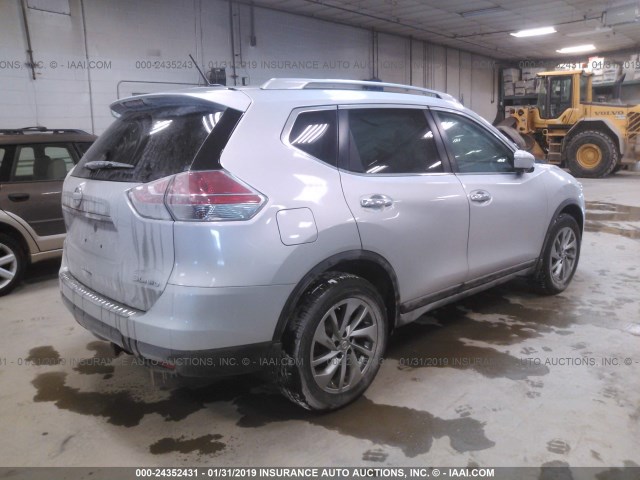 5N1AT2MV4FC763722 - 2015 NISSAN ROGUE S/SL/SV SILVER photo 4