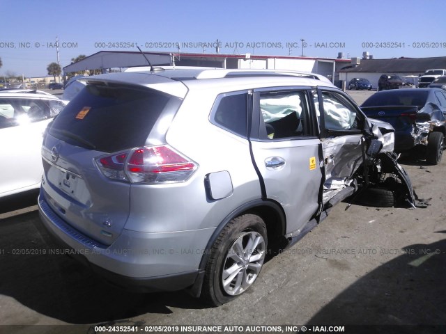 5N1AT2ML1EC808371 - 2014 NISSAN ROGUE S/SL/SV SILVER photo 4