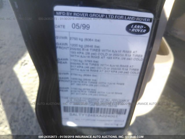 SALTY1248XA224061 - 1999 LAND ROVER DISCOVERY II  Սև լուսանկար 9