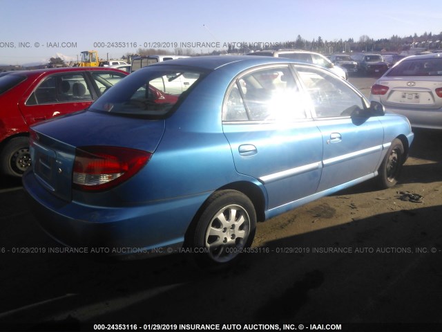 KNADC125146308396 - 2004 KIA RIO BLUE photo 4