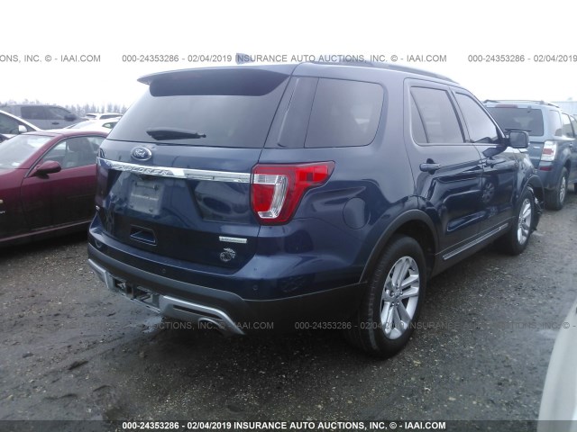 1FM5K7DH8HGC04794 - 2017 FORD EXPLORER XLT BLUE photo 4