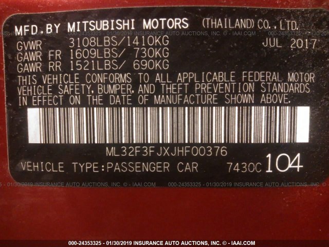 ML32F3FJXJHF00376 - 2018 MITSUBISHI MIRAGE G4 ES Qırmızı foto 9