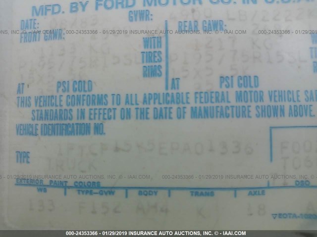 1FTCF15Y5EPA01336 - 1984 FORD F150 WHITE photo 9