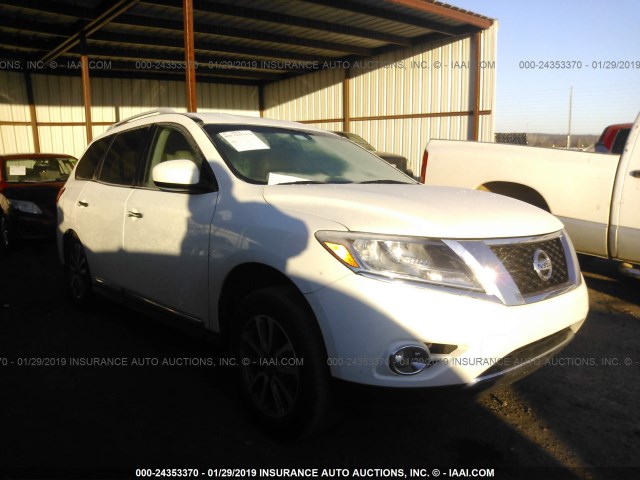 5N1AR2MN3DC659346 - 2013 NISSAN PATHFINDER S/SV/SL/PLATINUM WHITE photo 1