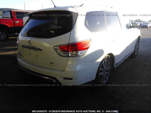 5N1AR2MN3DC659346 - 2013 NISSAN PATHFINDER S/SV/SL/PLATINUM WHITE photo 4